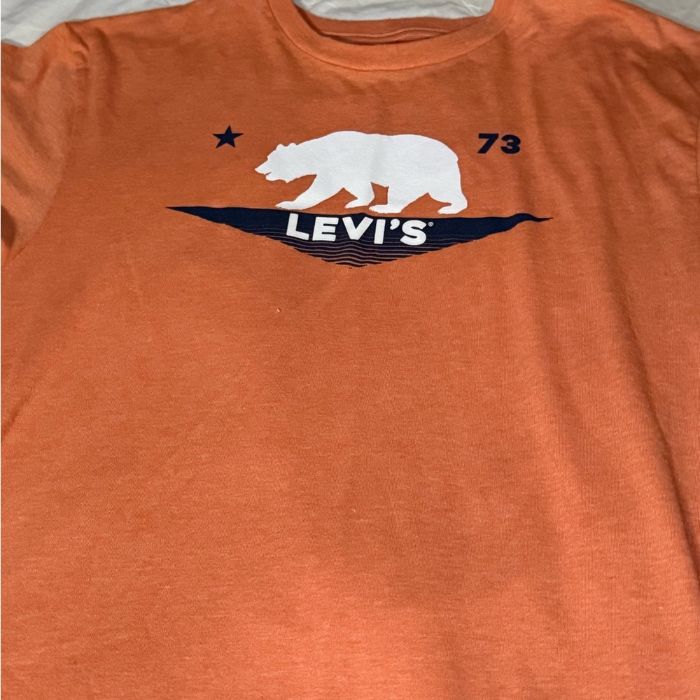 Levi's Men's Sunset Orange Graphic T-Shirt with California Bear “73”